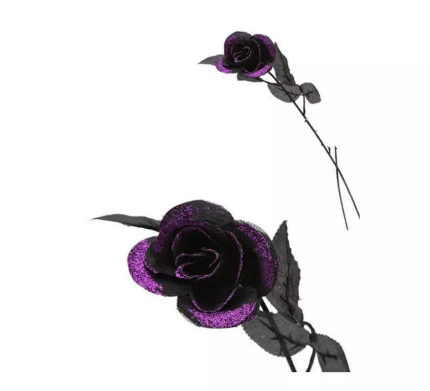 Translation missing: es.Rosa negra con purpurina de 40 cm 2 colores surtidos