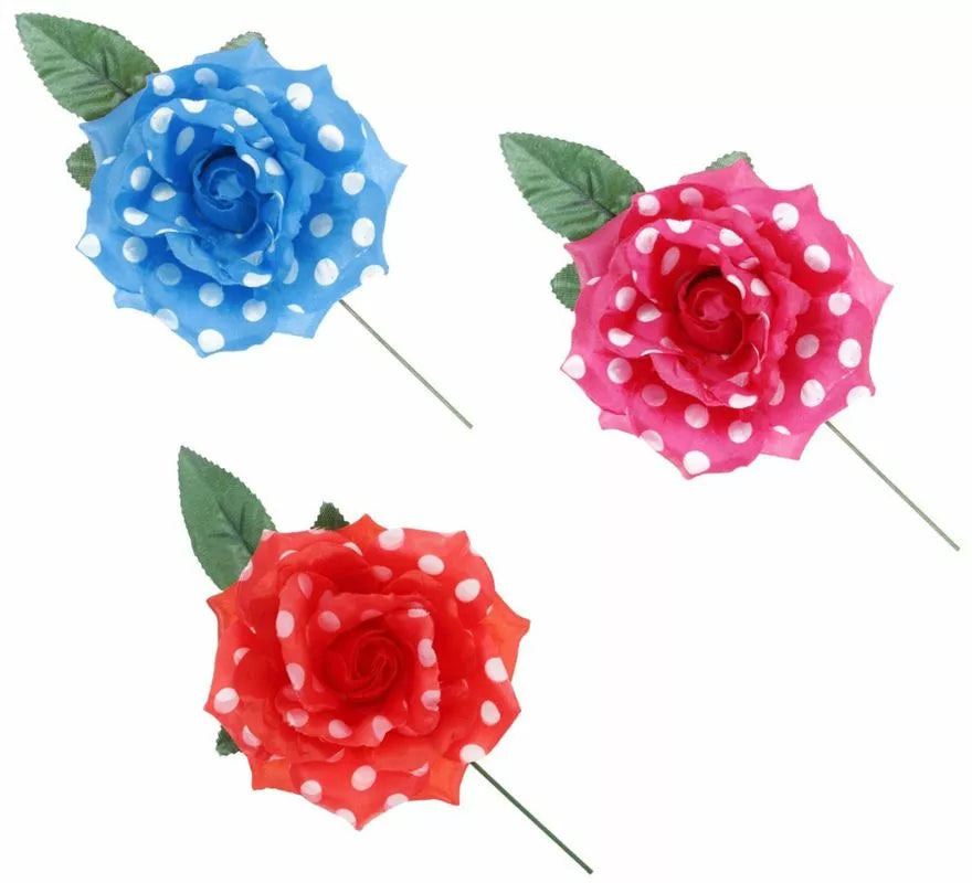 Translation missing: it.Rosa Sevillana con Lunares Blancos y Varilla 15 cm en varios colores