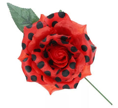 Rosa Sivigliana con Pois Neri e Stelo 15 cm in diversi colori