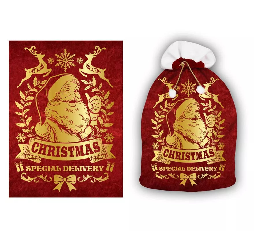 Translation missing: it.Saco rojo y dorado de Papá Noel de 60x95 cm