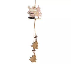 Babbo Natale in legno con alberi pendenti 27 cm