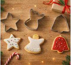 Set di 3 stampi per biscotti metallici natalizi da 5 cm