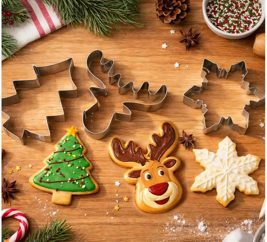 Translation missing: it.Set de 3 Moldes Metálicos para Galletas Navideñas de 9 cm