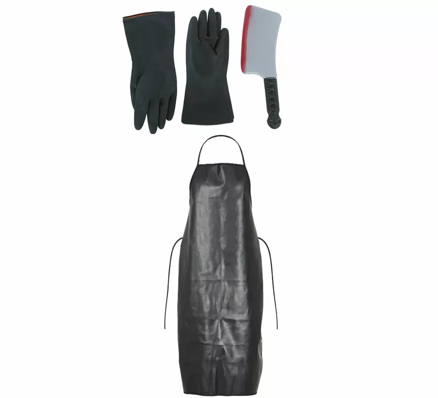 Set de Carnicero: Delantal, cuchillo y guantes