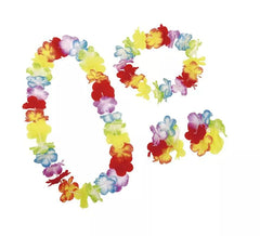 Set hawaiano: corona, collana e bracciali