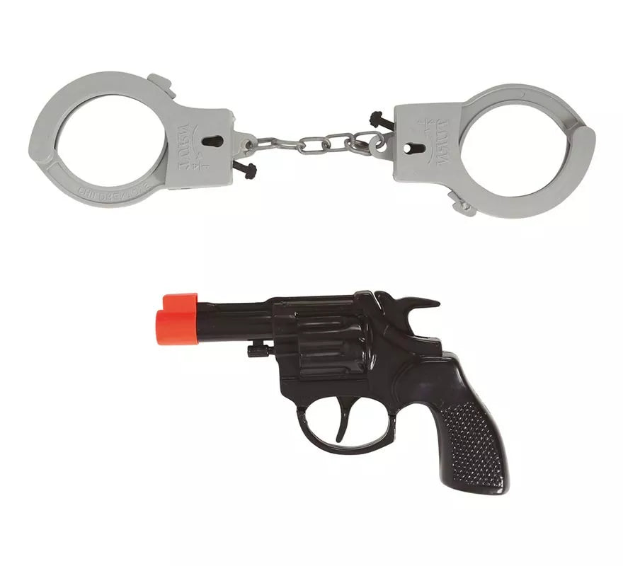 Set de pistola revolver con esposas
