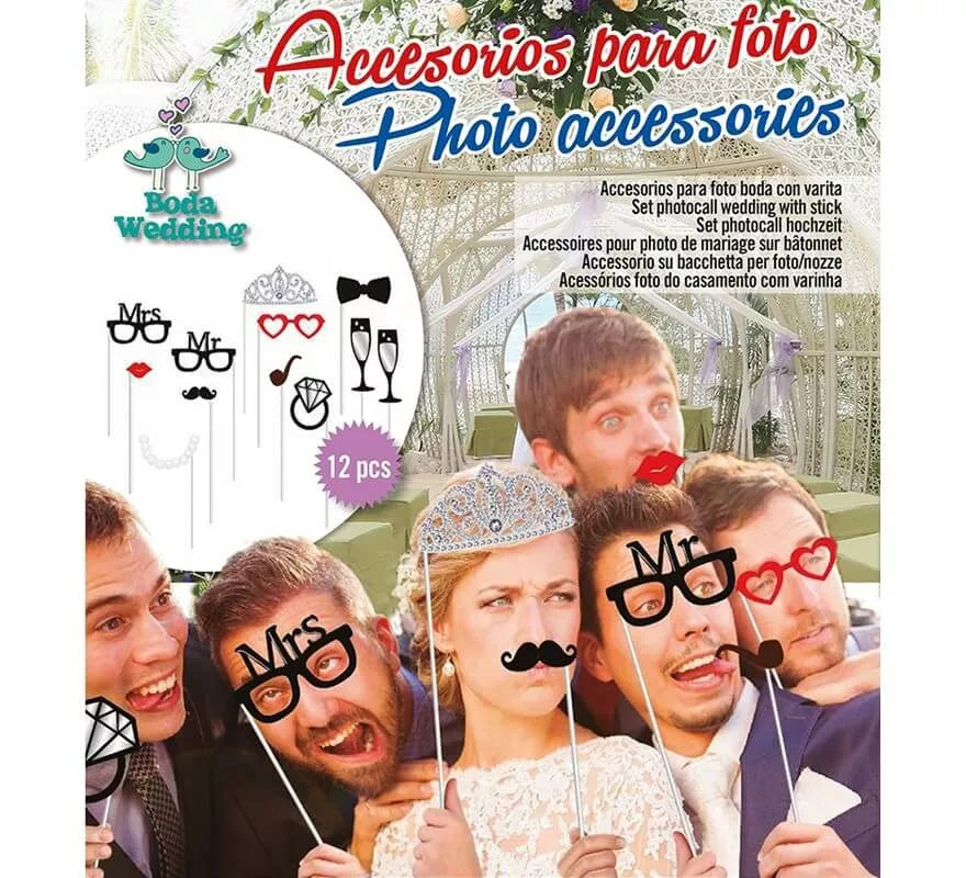 Translation missing: it.Set Photocall Boda de 12 unidades con palo