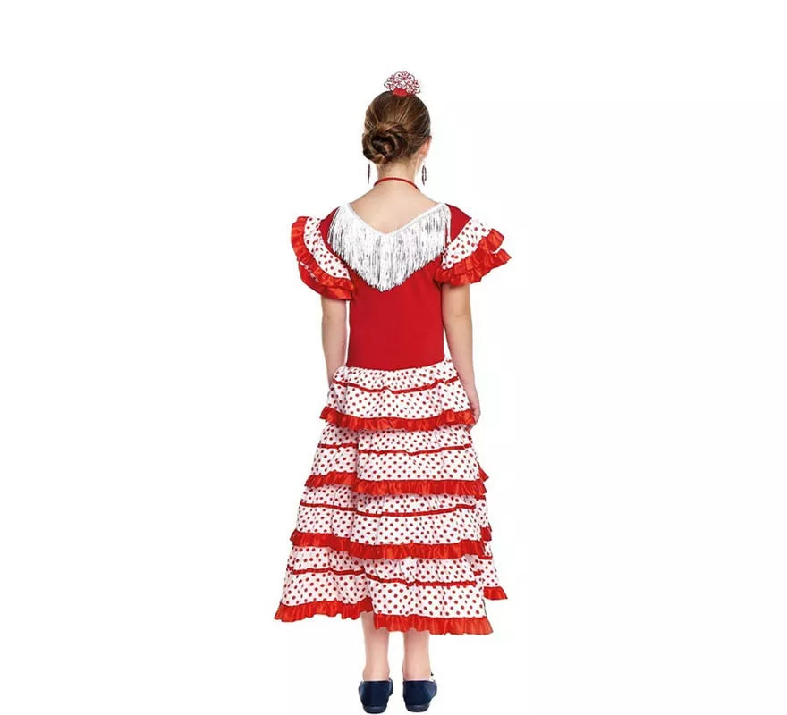 Translation missing: it.Sevillana blanco con borde rojo para niña