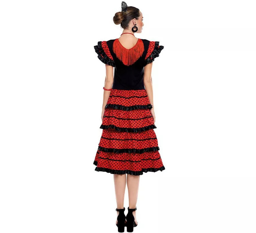Translation missing: it.Sevillana rojo con borde negro para mujer
