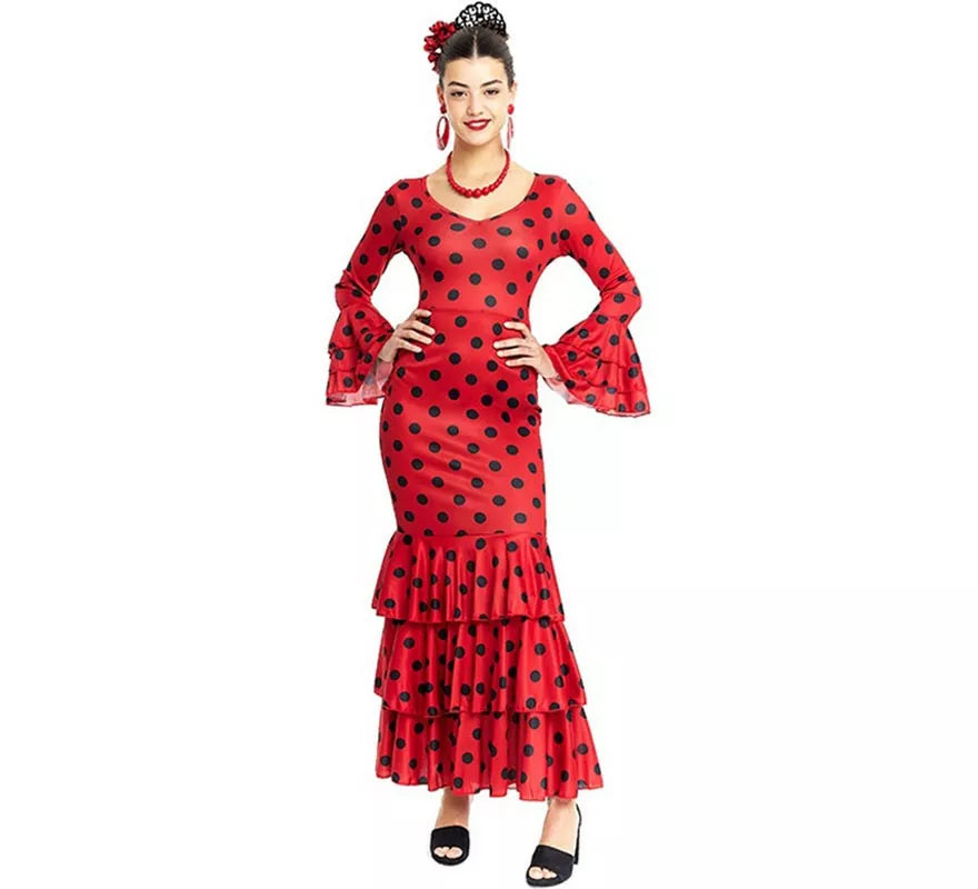 Translation missing: es.Sevillana rojo con lunares negros para mujer