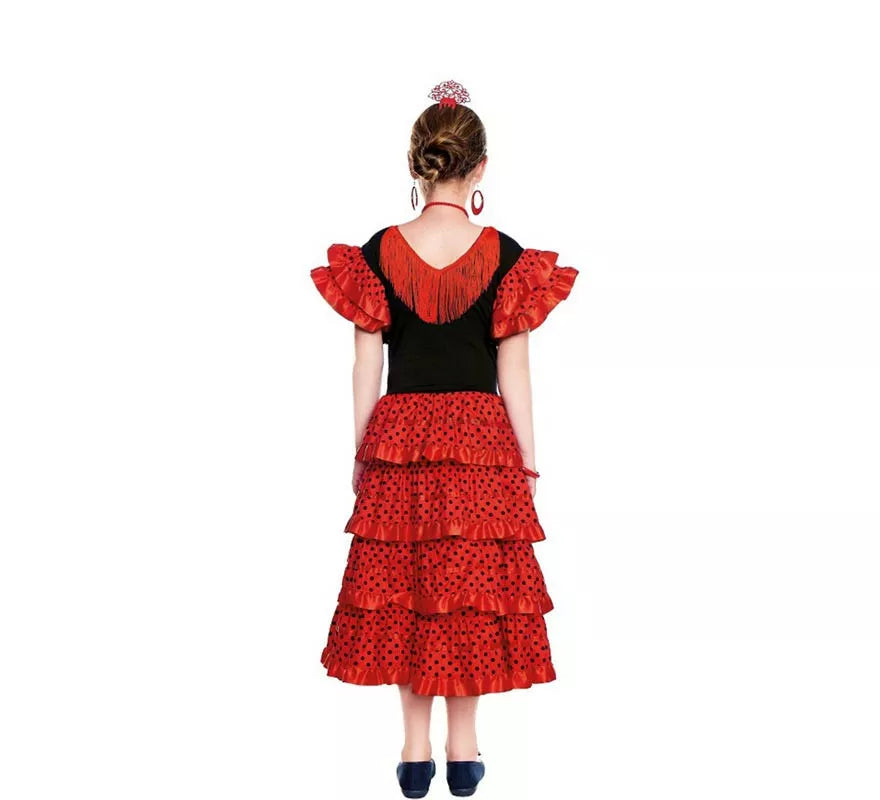 Translation missing: it.Sevillana rojo lunares negros para niña