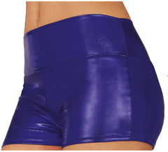 Pantaloncini corti blu metallizzato da donna