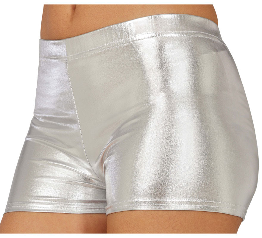 Translation missing: it.Shorts Metálicos plateados corto para mujer