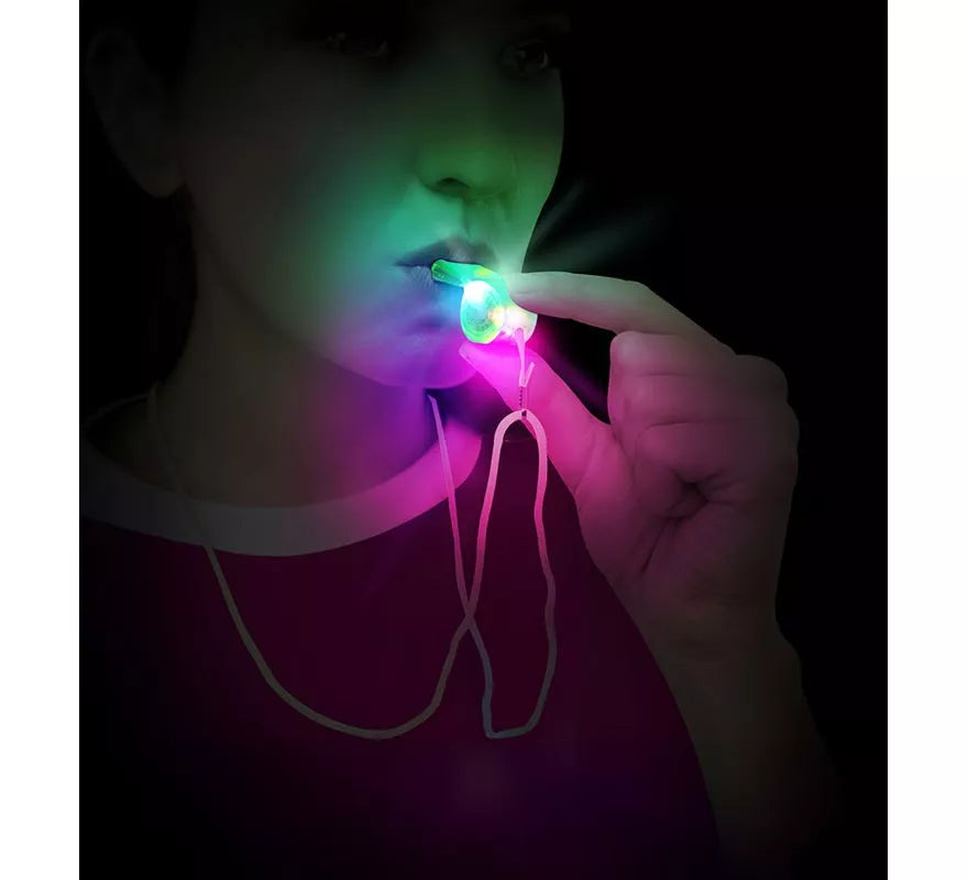 Silbato con Cuerda y Luz de 5 cm en colores surtidos