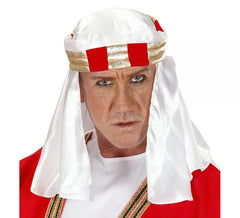 Cappello arabo bianco con nastro d'oro