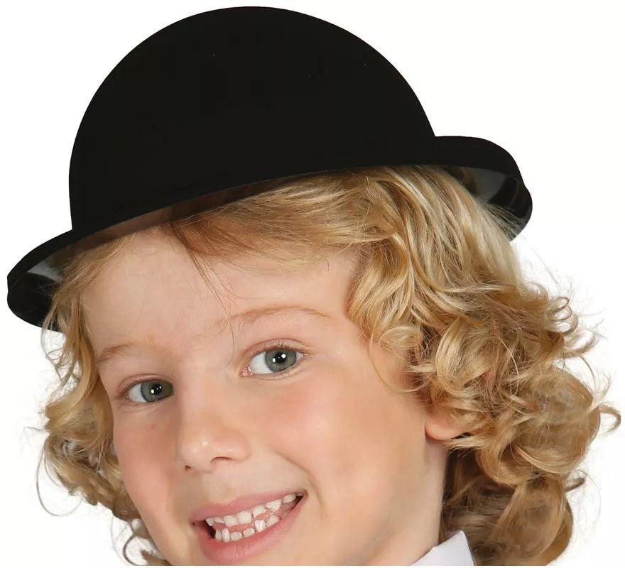 Translation missing: it.Sombrero Bombín flocado negro infantil