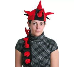 Cappello con corna e codino rosso-nero