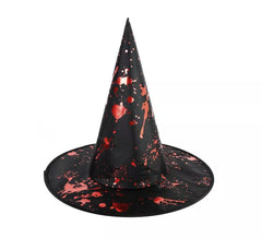 Cappello da strega stampato con sangue finto 38x40 cm