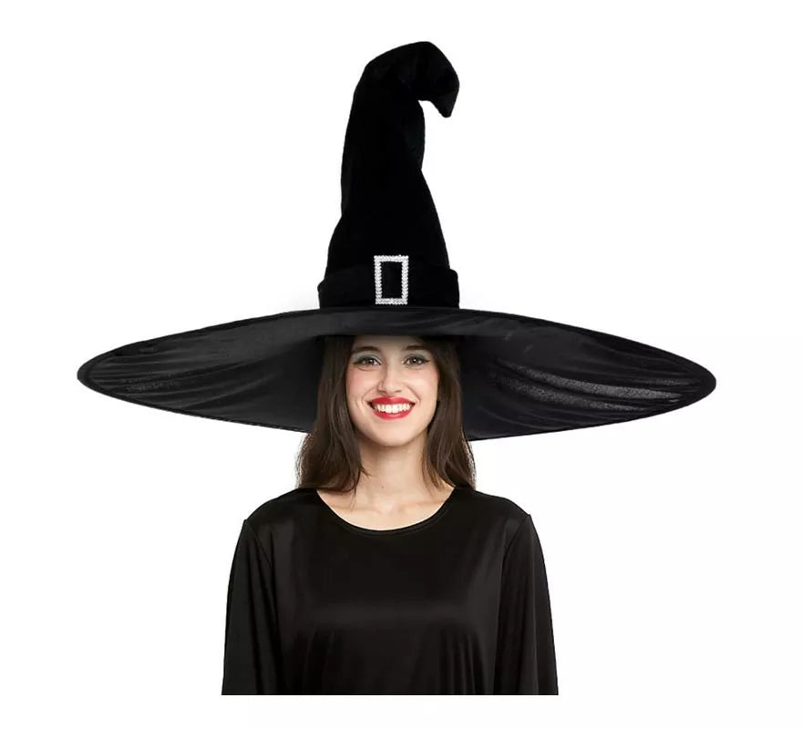 Translation missing: it.Sombrero de Bruja Extragrande negro con hebilla adulto