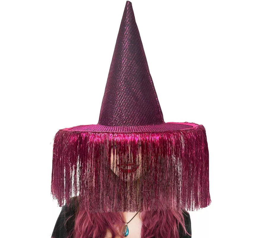 Sombrero de Bruja lila con Flecos