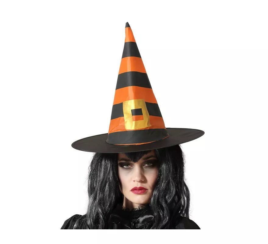 Translation missing: it.Sombrero de Bruja Naranja y Negro con evilla de 38.5X34cm
