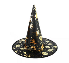 Cappello da strega nero con stampa oro 30x40 cm