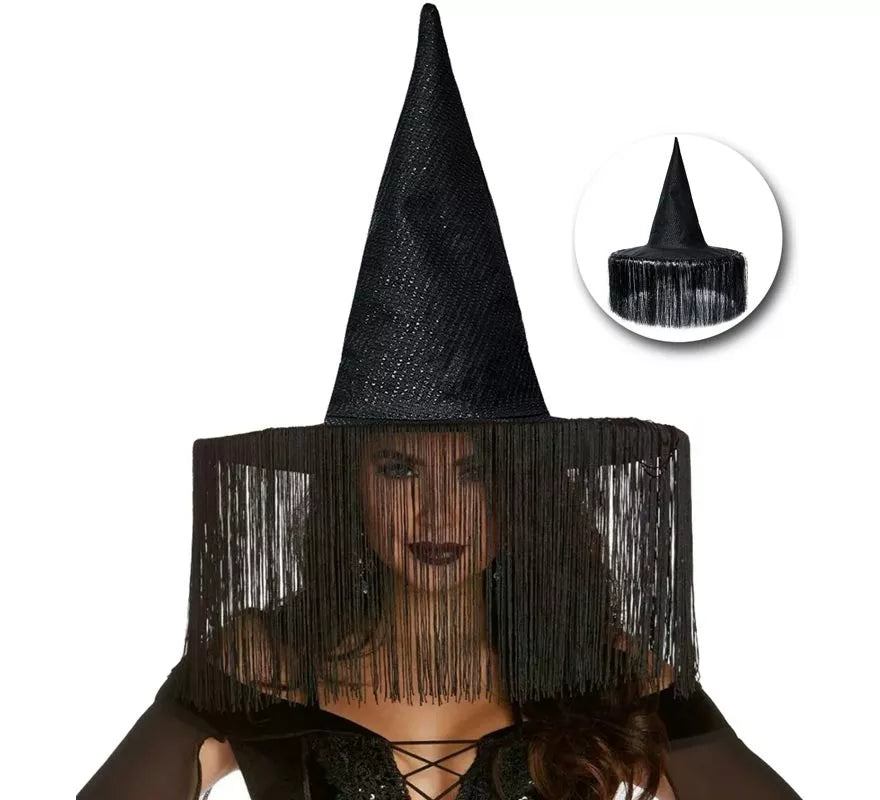 Translation missing: it.Sombrero de Bruja negro con Flecos