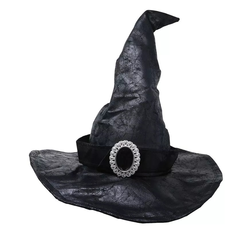 Sombrero de Bruja Negro imitación piel