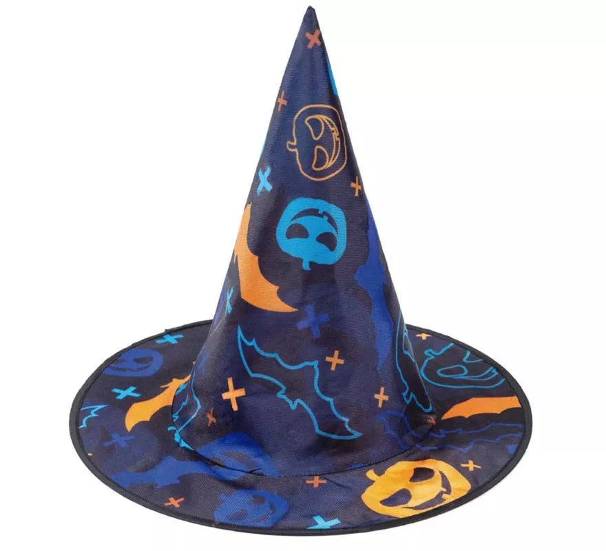 Translation missing: es.Sombrero de Bruja Print Murciélagos azul