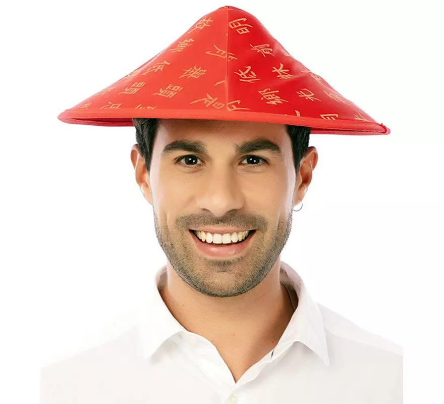 Translation missing: it.Sombrero de Chino rojo estampado adulto de 32 cm