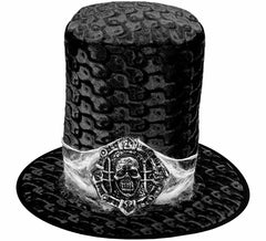 Cappello a cilindro con teschio in velluto nero
