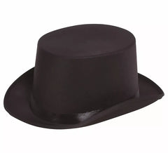Cilindro o chistera in raso nero di alta qualità, 58 cm