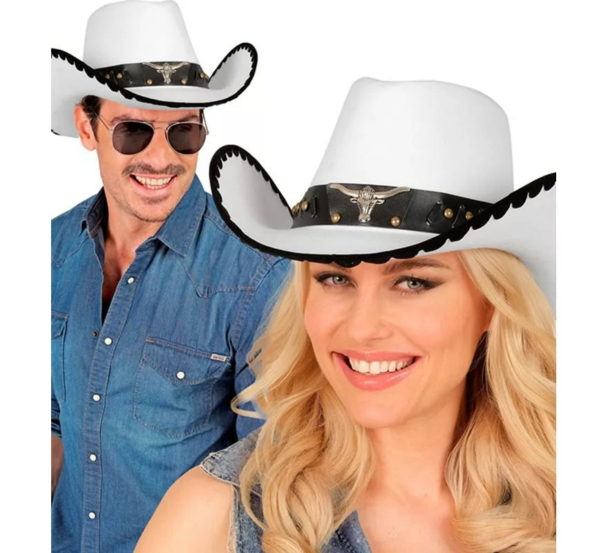 Translation missing: es.Sombrero de Cowboy con Toro de Fieltro blanco