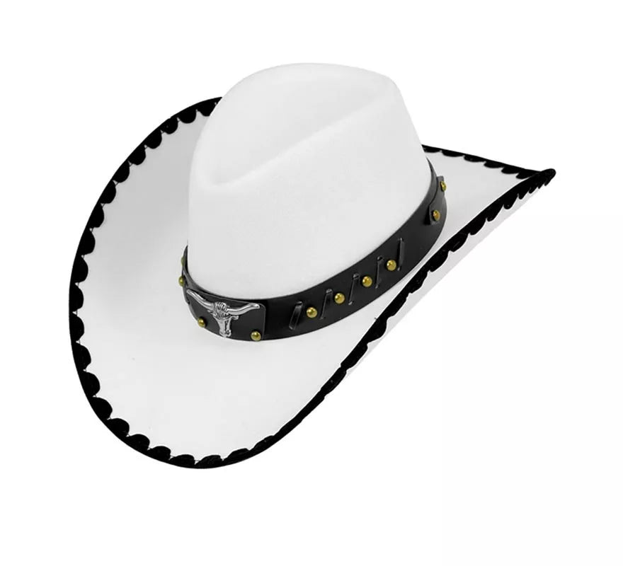 Translation missing: es.Sombrero de Cowboy con Toro de Fieltro blanco