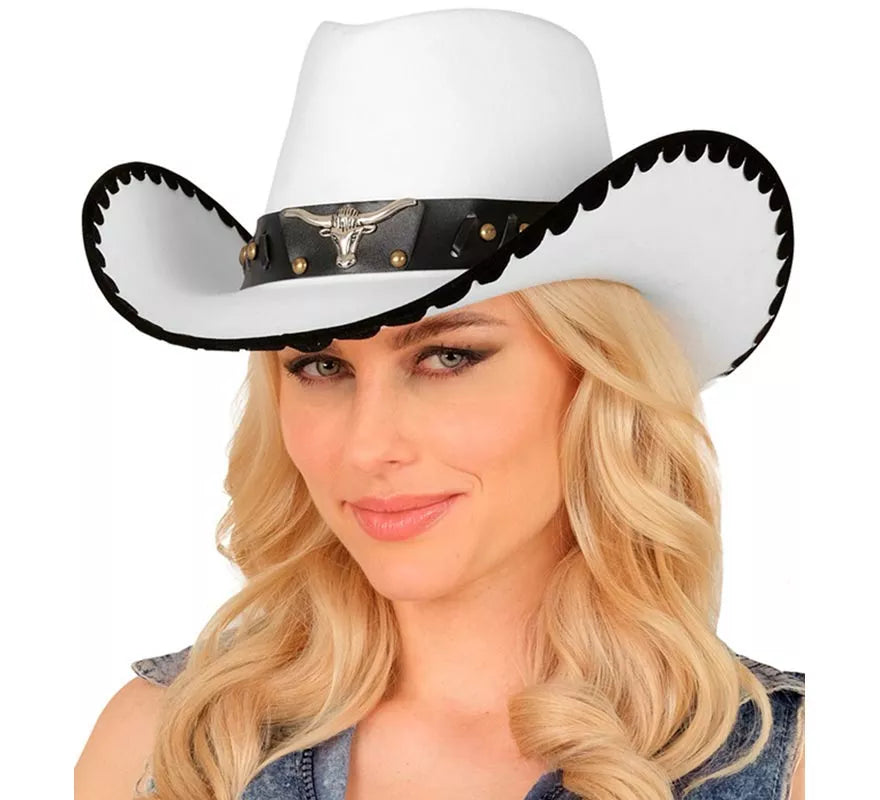 Translation missing: es.Sombrero de Cowboy con Toro de Fieltro blanco