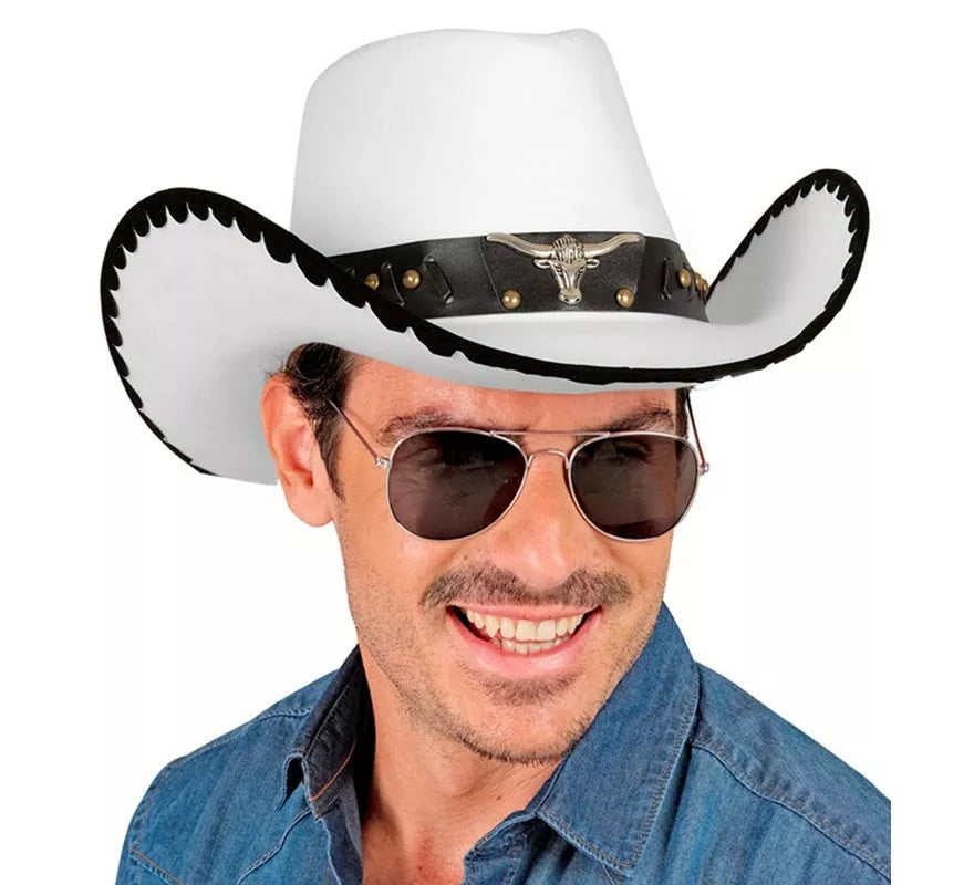 Translation missing: es.Sombrero de Cowboy con Toro de Fieltro blanco