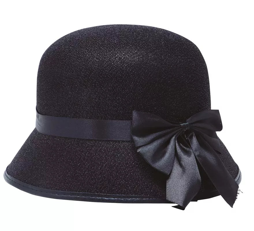 Translation missing: it.Sombrero de Dama Años 20 Negro con Lazo