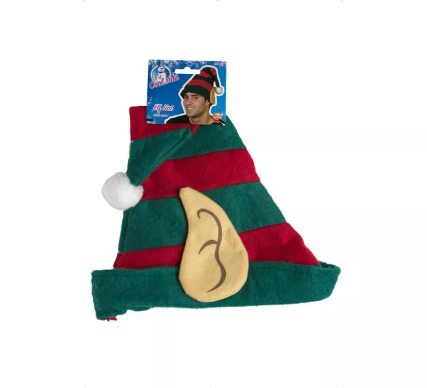 Sombrero de Elfo rojo y verde con orejas