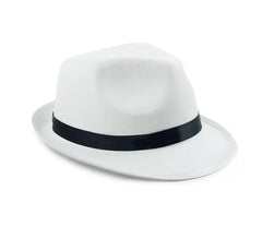 Cappello da gangster bianco con nastro nero