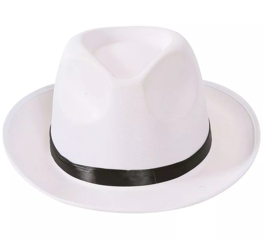 Translation missing: it.Sombrero de Gánster blanco con banda negra