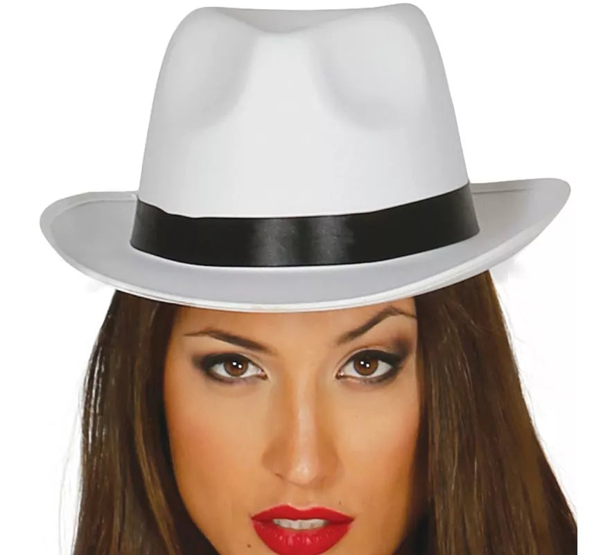 Translation missing: it.Sombrero de Gánster blanco con banda negra