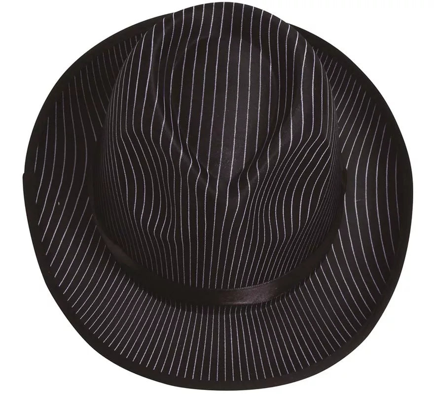 Translation missing: it.Sombrero de Gánster negro a rayas blancas con banda negra