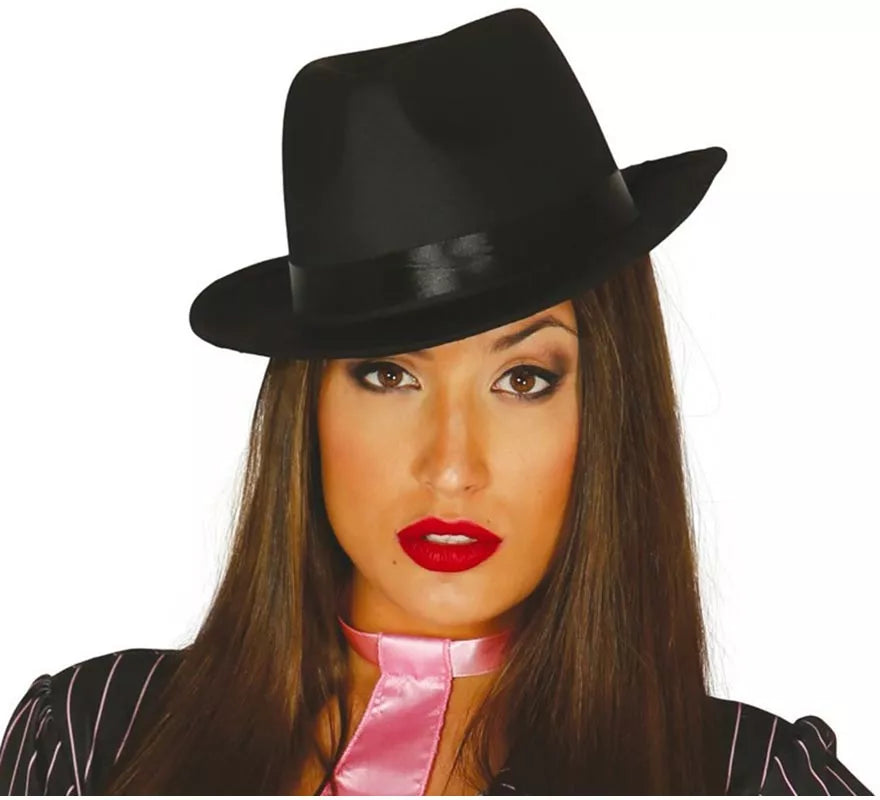 Translation missing: it.Sombrero de Gánster negro con banda negra