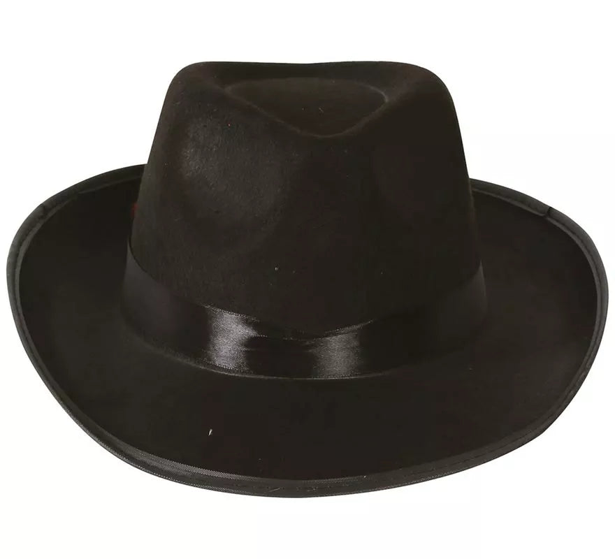 Translation missing: it.Sombrero de Gánster negro con banda negra