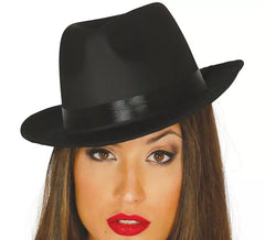 Cappello da gangster nero con fascia nera