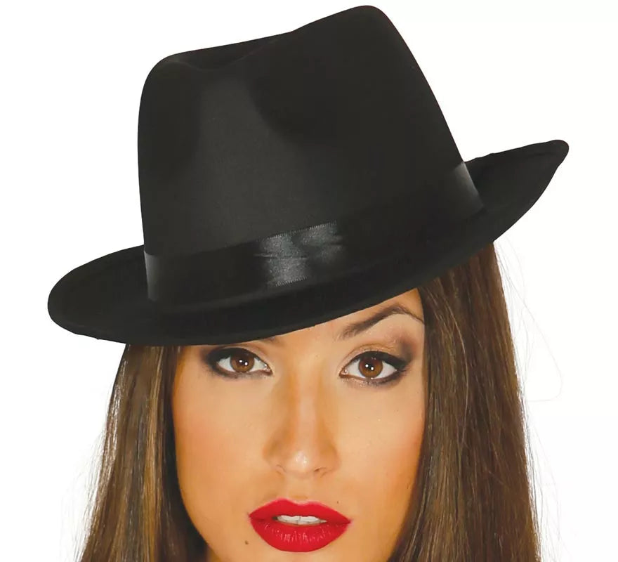 Translation missing: it.Sombrero de Gánster negro con banda negra