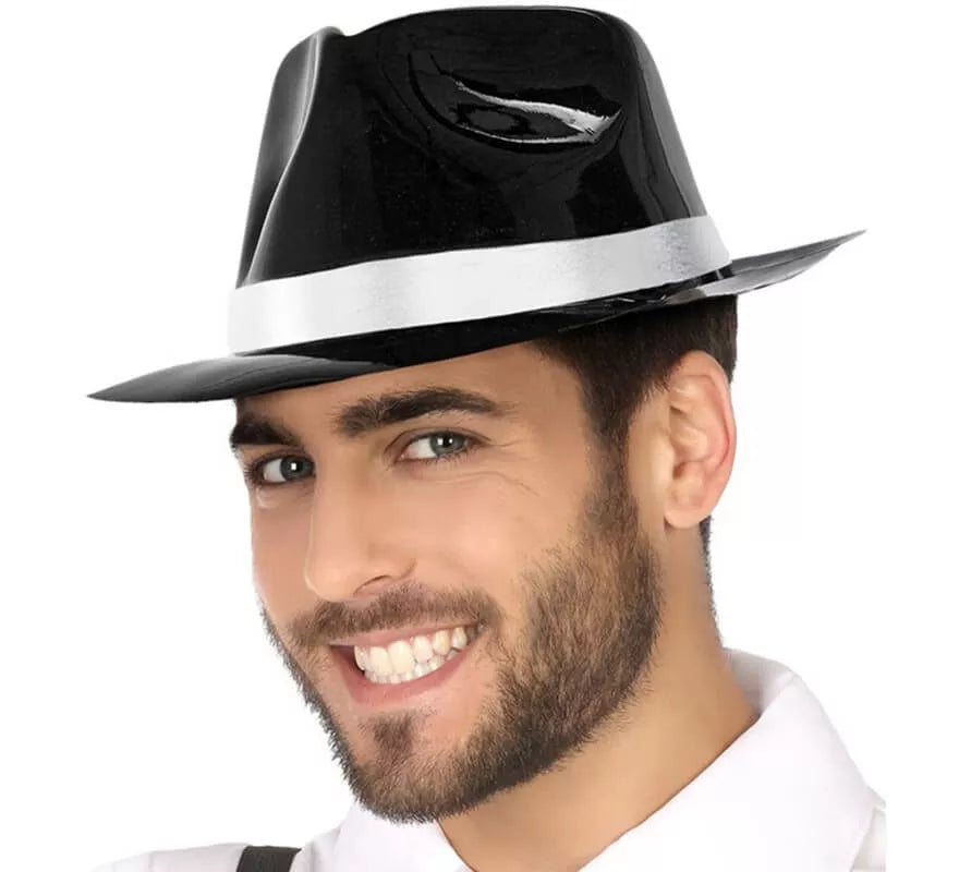 Translation missing: es.Sombrero de Mafioso Negro y Blanco con Brillo