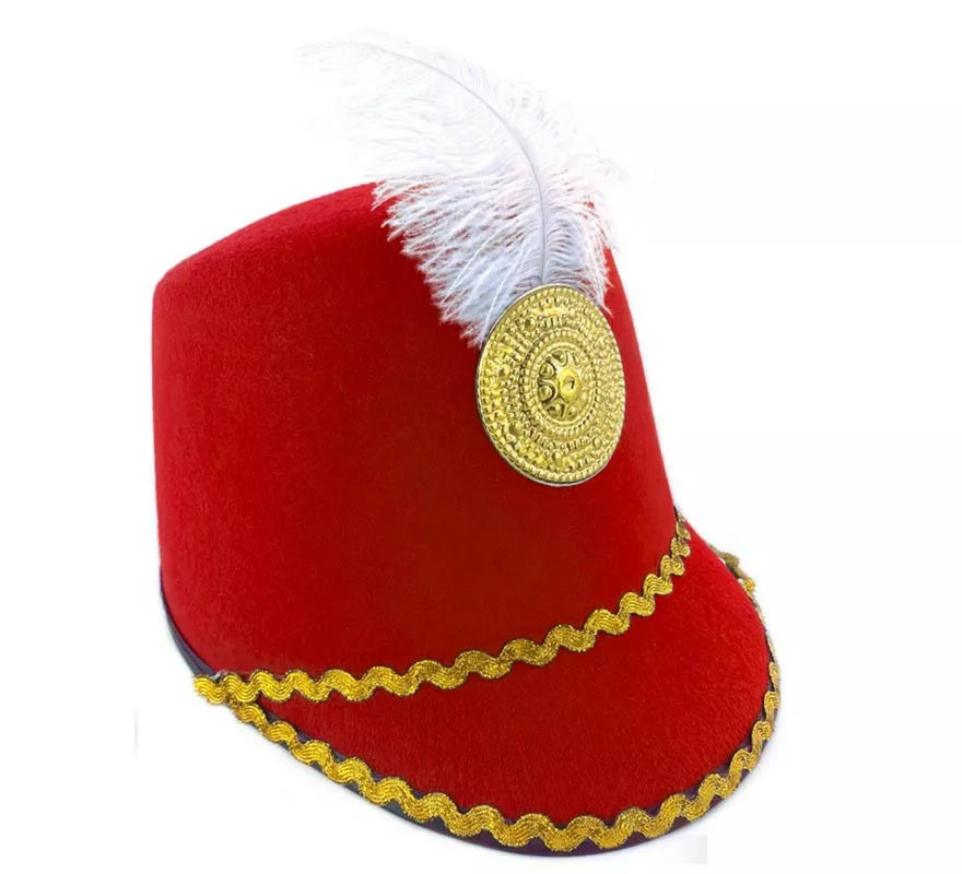 Translation missing: es.Sombrero de Majorette rojo con pluma infantil