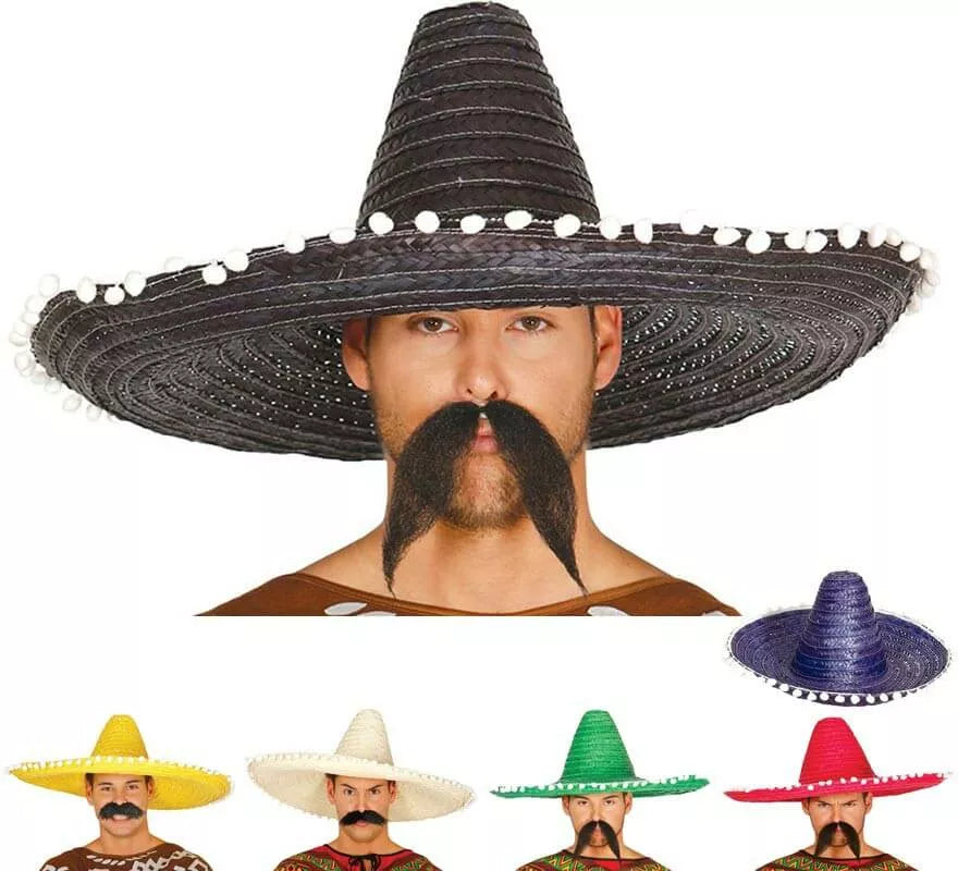 Sombrero de Mexicano con Borlas en varios colores de 60 cm