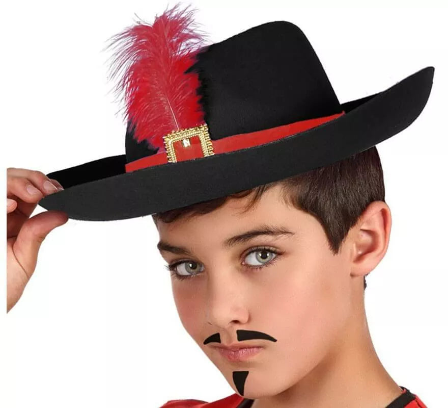 Translation missing: es.Sombrero de Mosquetero Negro Infantil